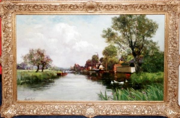 Dutch Canal Scene Oil Painting by Henry John Yeend King