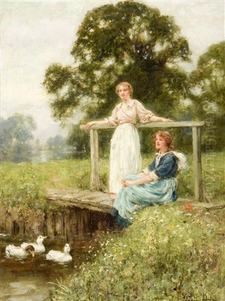 The Artist's Daughters Oil Painting by Henry John Yeend King