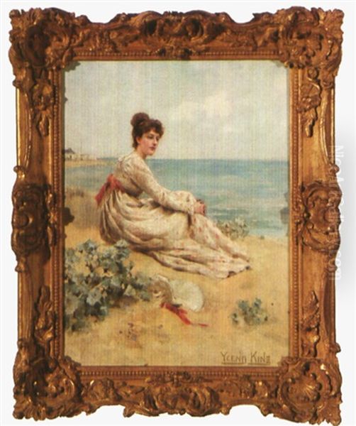 Elegante Assise En Bord De Plage Oil Painting by Henry John Yeend King