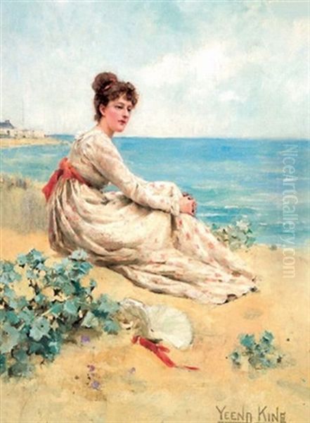 Jeune Elegante Sur La Plage by Henry John Yeend King