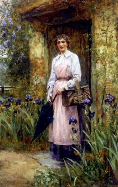 At The Cottage Door Oil Painting by Henry John Yeend King