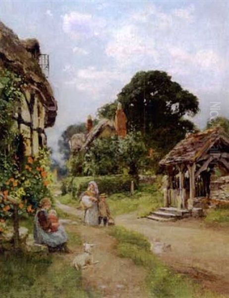 The Lych Gate, Welford Oil Painting by Henry John Yeend King