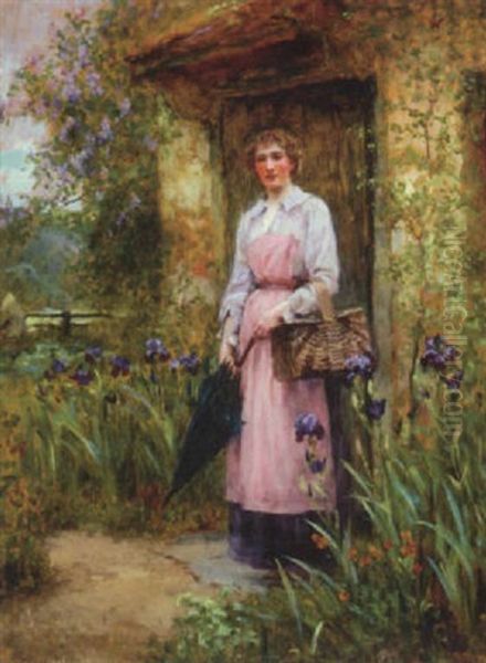 At The Cottage Door Oil Painting by Henry John Yeend King