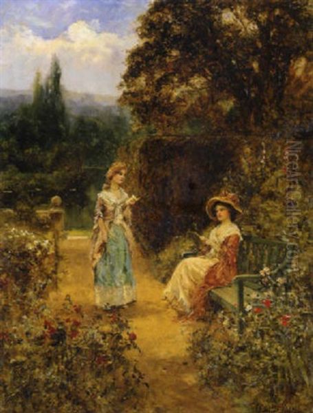 Ladies In A Garden by Henry John Yeend King