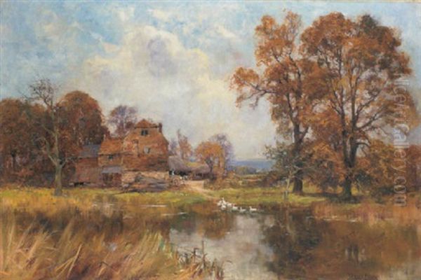 The Farm Pond Oil Painting by Henry John Yeend King