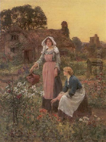 In The Garden Oil Painting by Henry John Yeend King