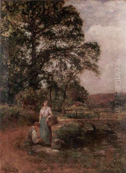 On A Country Lane Oil Painting by Henry John Yeend King