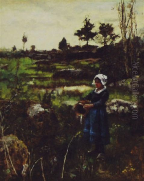 Peasant Girl With Water Vessel by Henry John Yeend King