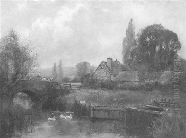 Cottage Beside The River by Henry John Yeend King