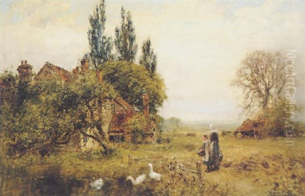 The Path By The Barn At Aldermaston Mill Near Reading Oil Painting by Henry John Yeend King