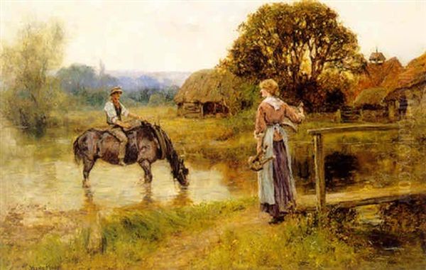 After Milking Oil Painting by Henry John Yeend King