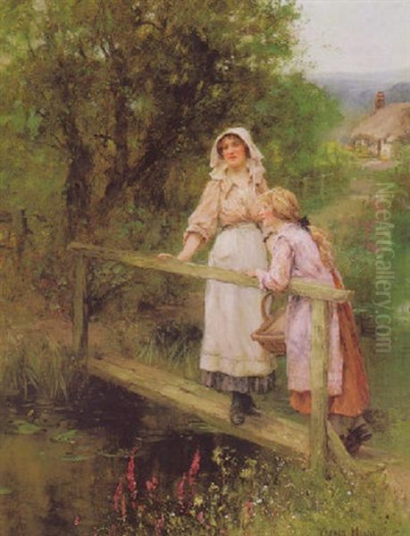 Crossing The Brook Oil Painting by Henry John Yeend King