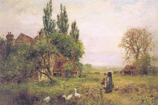 The Path By The Barn At Aldermaston Mill Near Reading Oil Painting by Henry John Yeend King