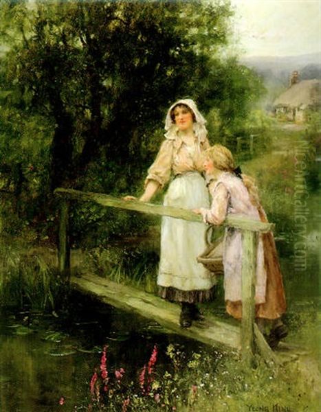 Crossing The Brook Oil Painting by Henry John Yeend King