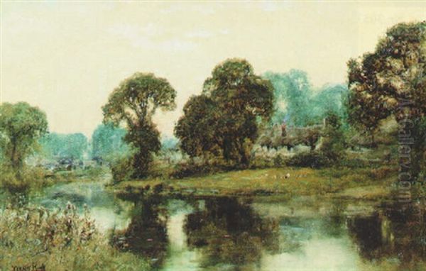 Abendliche Fluslandschaft Oil Painting by Henry John Yeend King