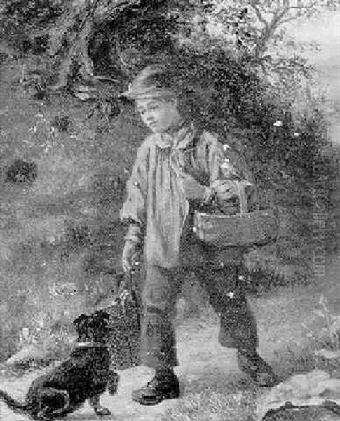 Ein Bauernbursche Begegnet Auf Einem Feldweg Einem Hund Oil Painting by Henry John Yeend King