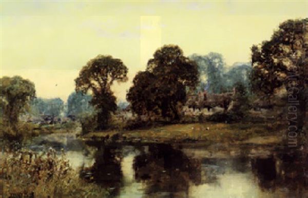 Abendliche Flusslandschaft Oil Painting by Henry John Yeend King