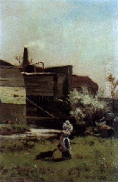 In The Garden Oil Painting by Henry John Yeend King