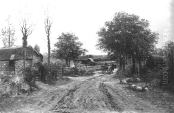 Waters End Farm, Warwickshire Oil Painting by Henry John Yeend King