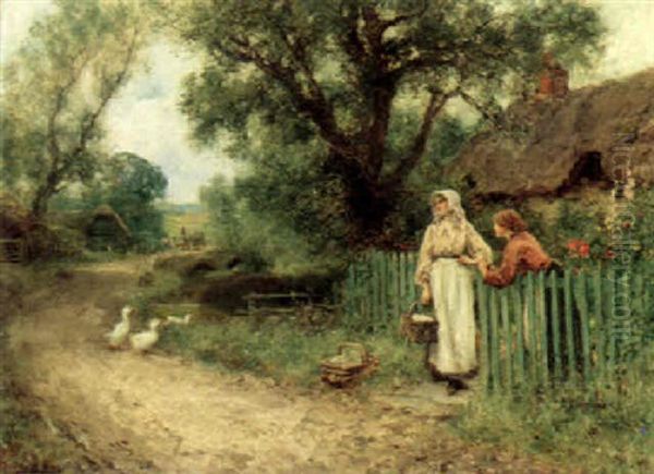 Keeping An Eye On The Picnic Baskets Oil Painting by Henry John Yeend King