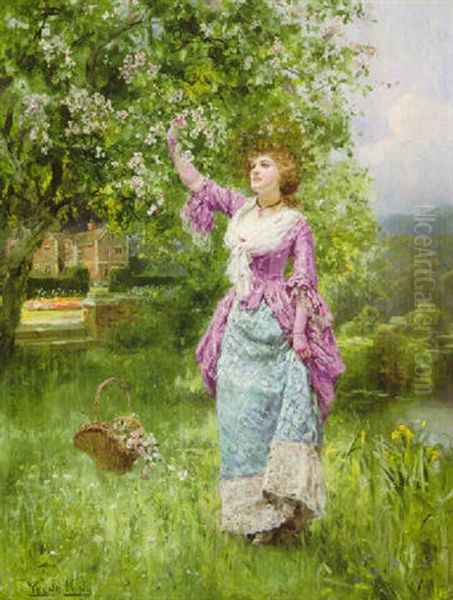 Picking Blossoms Oil Painting by Henry John Yeend King