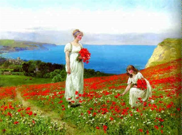 Gathering Poppies Oil Painting by Henry John Yeend King