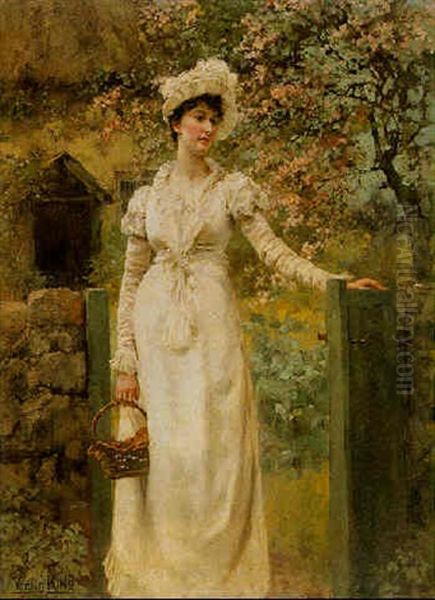 At The Garden Gate Oil Painting by Henry John Yeend King