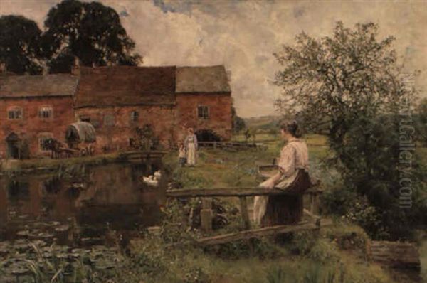 The Path By The Mill Oil Painting by Henry John Yeend King