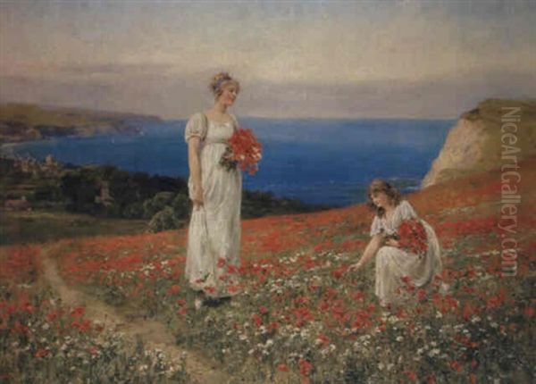 Gathering Poppies Oil Painting by Henry John Yeend King