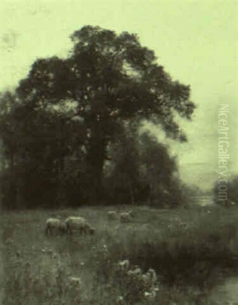 Landscape With Sheep Oil Painting by Henry John Yeend King