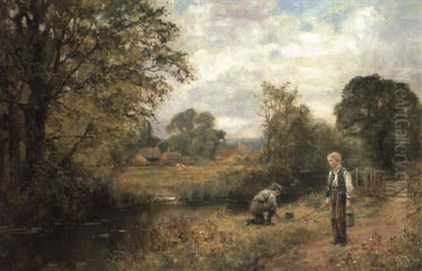 Fishing For Tiddlers Oil Painting by Henry John Yeend King