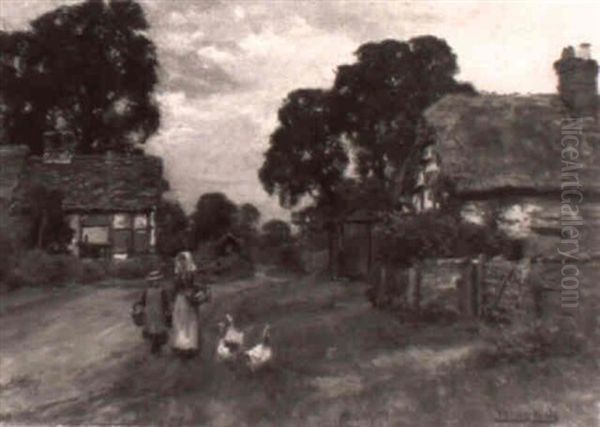 Near Walford (stratford On Avon) Oil Painting by Henry John Yeend King