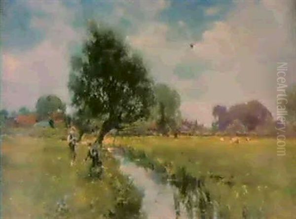 In The Meadows Oil Painting by Henry John Yeend King