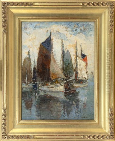 Harbor Concarneau Oil Painting by Paul Bernard King