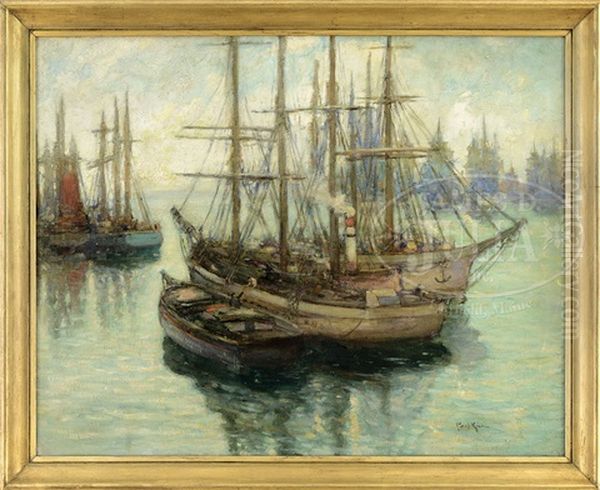 Stony Brook Harbor, Long Island Oil Painting by Paul Bernard King