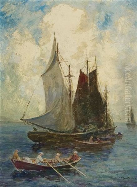 Returning Fishermen Oil Painting by Paul Bernard King