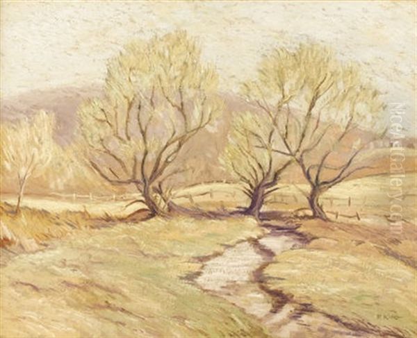 Old Willows In Spring Oil Painting by Paul Bernard King