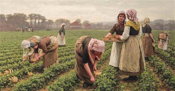 The Strawberry Pickers Oil Painting by William Gunning King