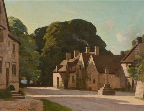 A Village Street Oil Painting by William Gunning King