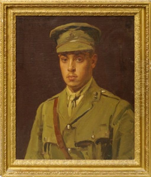 Portrait Of An Infantryman, Great War Oil Painting by William Gunning King