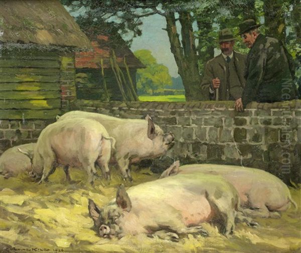 Farmers At The Sty Oil Painting by William Gunning King