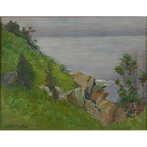 Seascape With Hill Near Monterey Oil Painting by Edward Reynolds Kingsbury