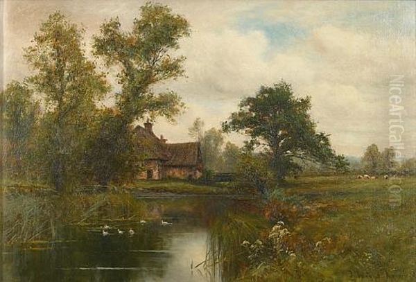 A Country Cottage By A Duck Pond Oil Painting by Francis Joseph 