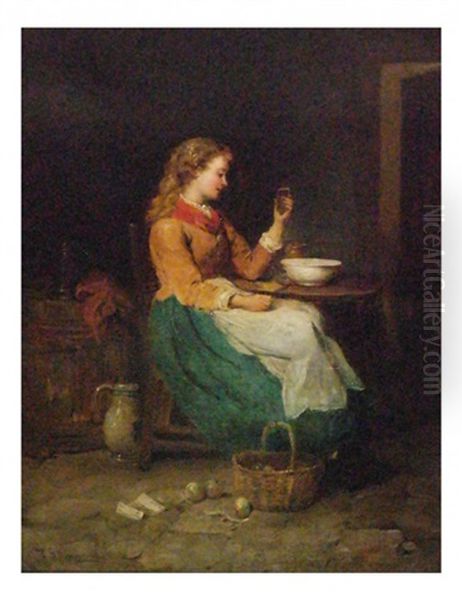 Woman At A Table Oil Painting by Frederick Gerald Kinnaird