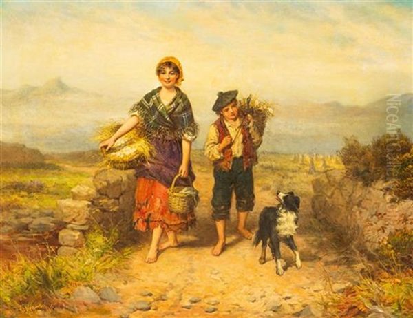 Gathering On The Farm Oil Painting by Frederick Gerald Kinnaird