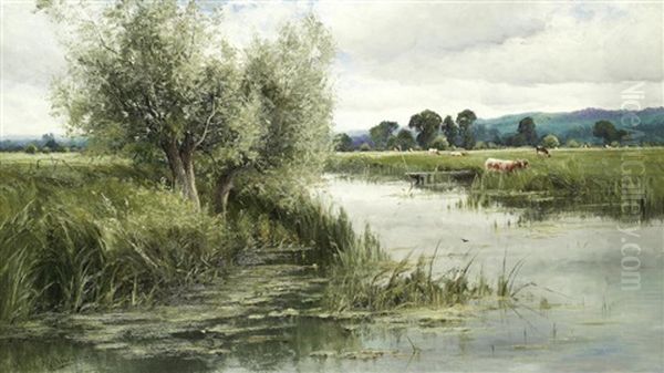 On The River Lea Near Hertford Oil Painting by Henry John Kinnaird