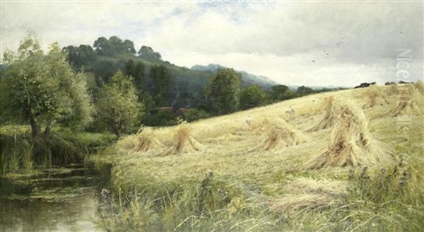 A Cornfield Near Pangbourne Oil Painting by Henry John Kinnaird