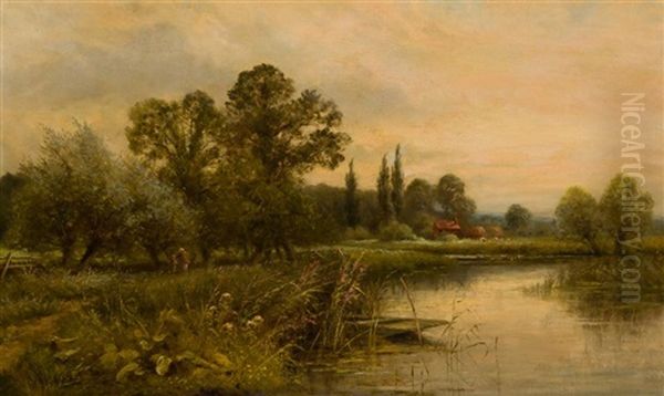 Landscape By The River Oil Painting by Henry John Kinnaird