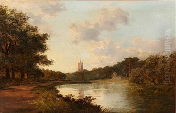 English Landscape Oil Painting by Henry John Kinnaird