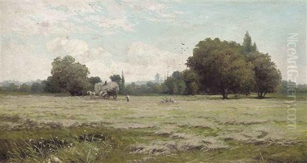 Hay Making Oil Painting by Henry John Kinnaird